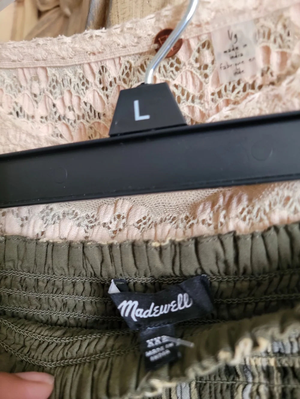 MadeWell lOlive Green Plaid Smocked Waist Skirt - Picture 3 of 3